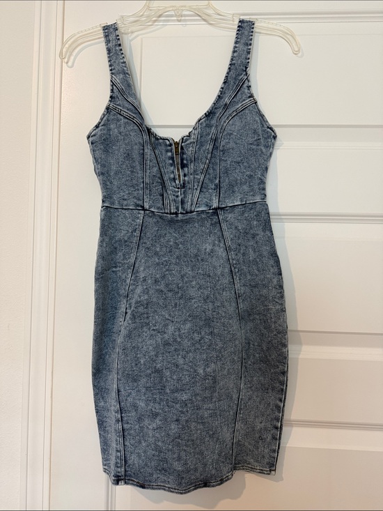 Angel Biba Dresses & Skirts - Angel Biba Washed Denim Mini Dress - Grey Blue